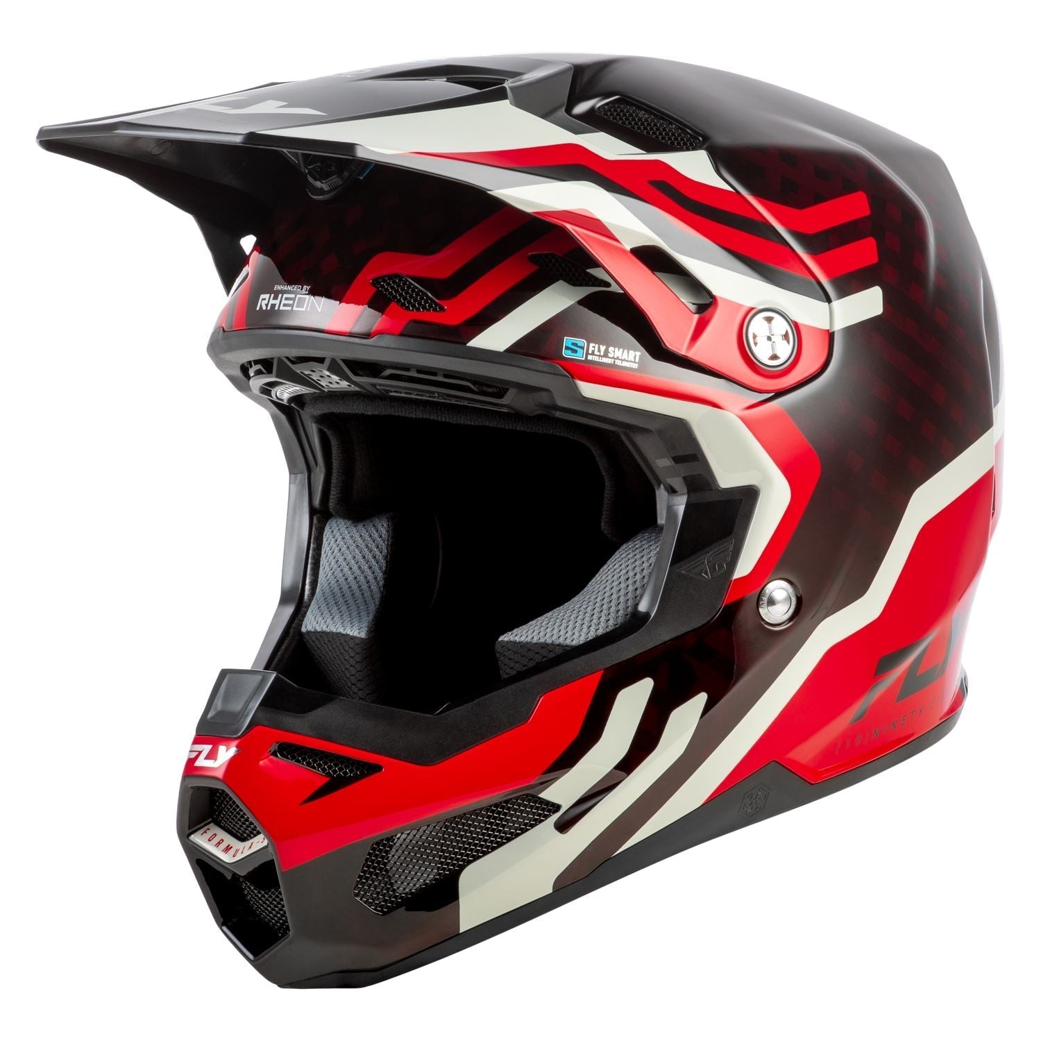 Fly Racing Formula S Byte Carbon Red Carbon / Red / Grey helmet – left-side view