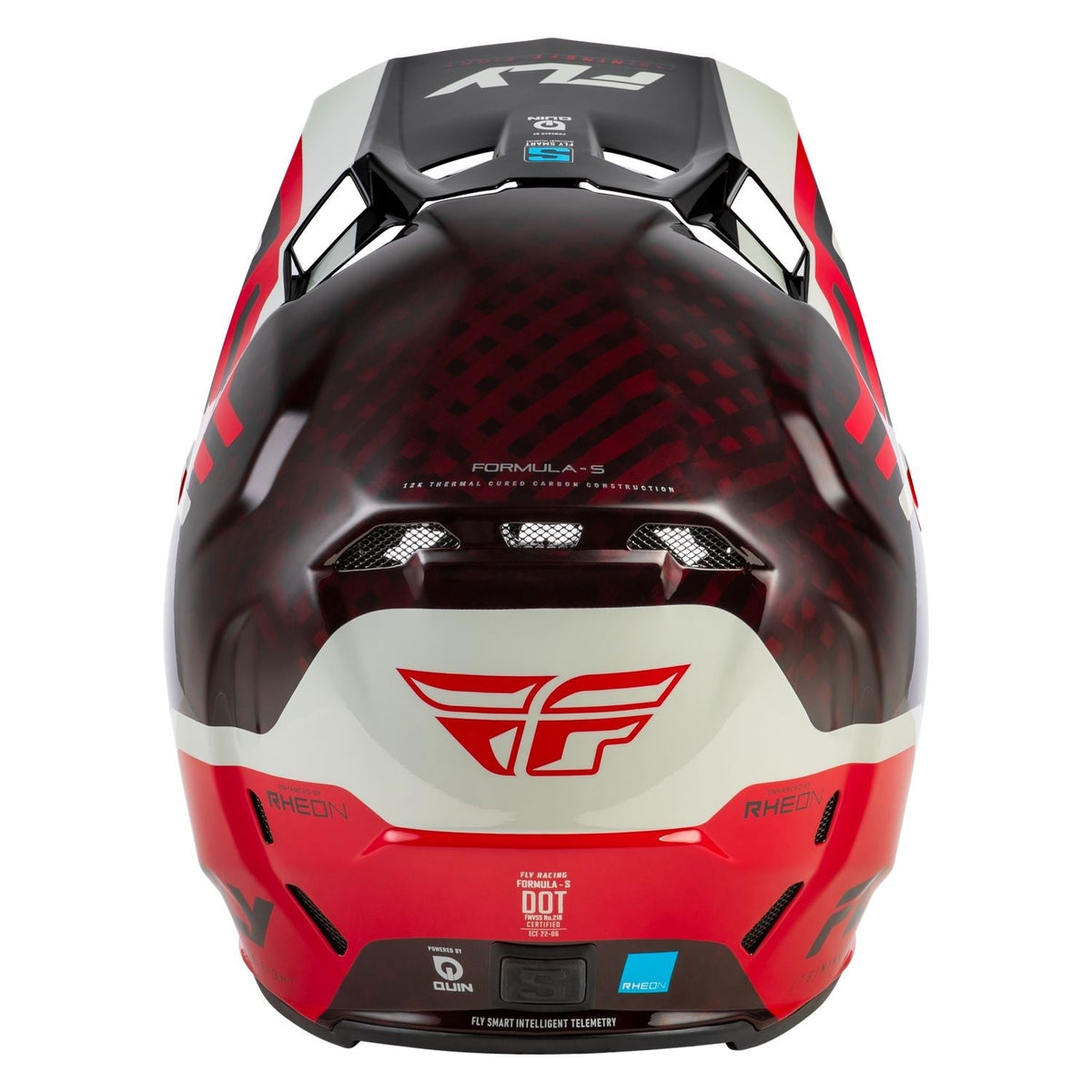 Fly Racing Formula S Byte Carbon Red Carbon / Red / Grey helmet – rear view