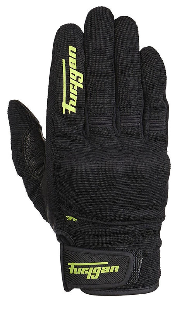 Furygan Jet D3O Textile Gloves Black / Fluo Green - FREE UK Shipping, FREE 365 Day Returns | Moto Central
