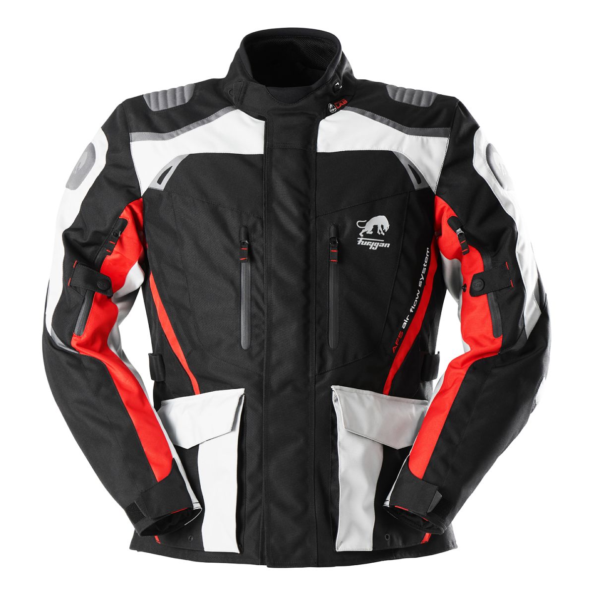 Furygan Apalaches Textile Jacket Black / Pearl / Red - FREE UK Shipping, FREE 365 Day Returns | Moto Central