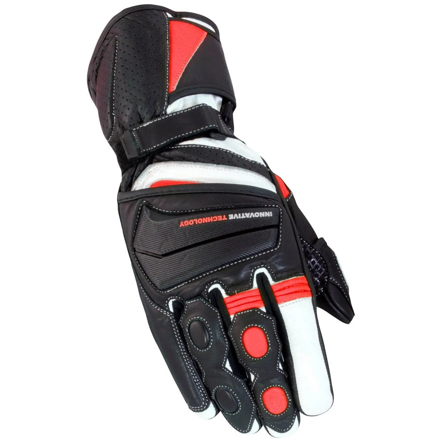 Bike It Crossfire Summer Road Leather Gloves Black / Red - product view