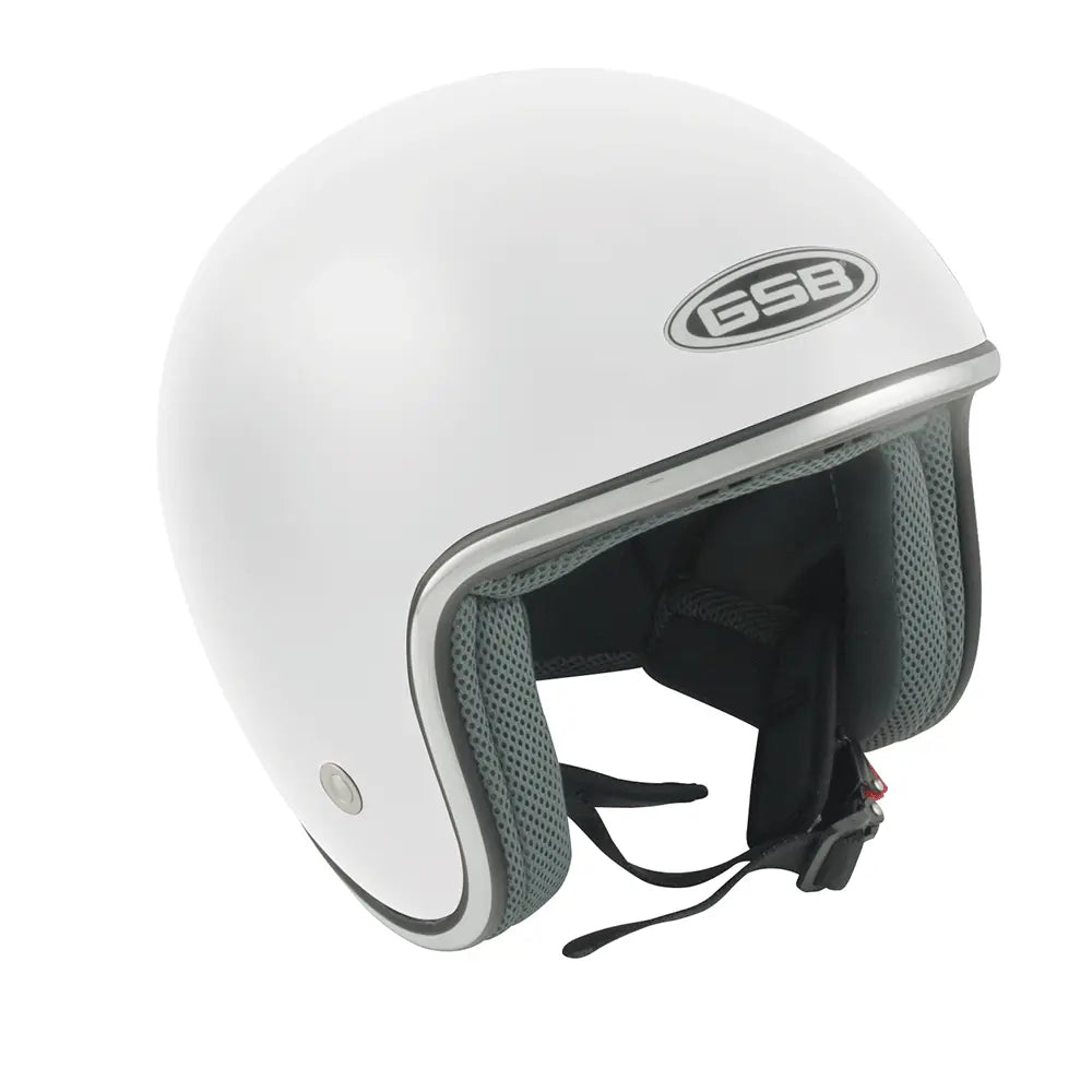 GSB G-234 Open Face Helmet Gloss Plain White - FREE UK Shipping, FREE 365 Day Returns | Moto Central