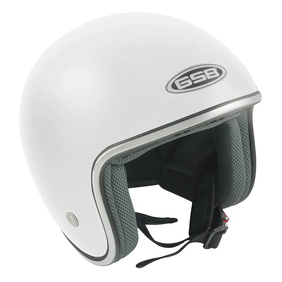 GSB G-234 Open Face Helmet Gloss Plain White - FREE UK Shipping, FREE 365 Day Returns | Moto Central