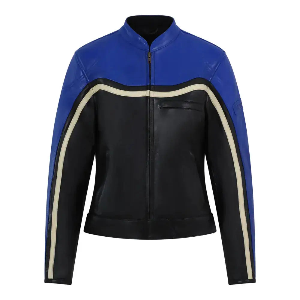 MotoGirl Hayley Ladies Leather Jacket Blue FREE UK Delivery, FREE 365 Day Returns | Moto Central