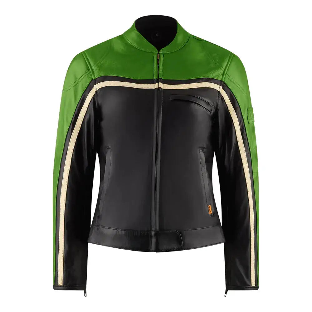 MotoGirl Hayley Ladies Leather Jacket Green FREE UK Delivery, FREE 365 Day Returns | Moto Central