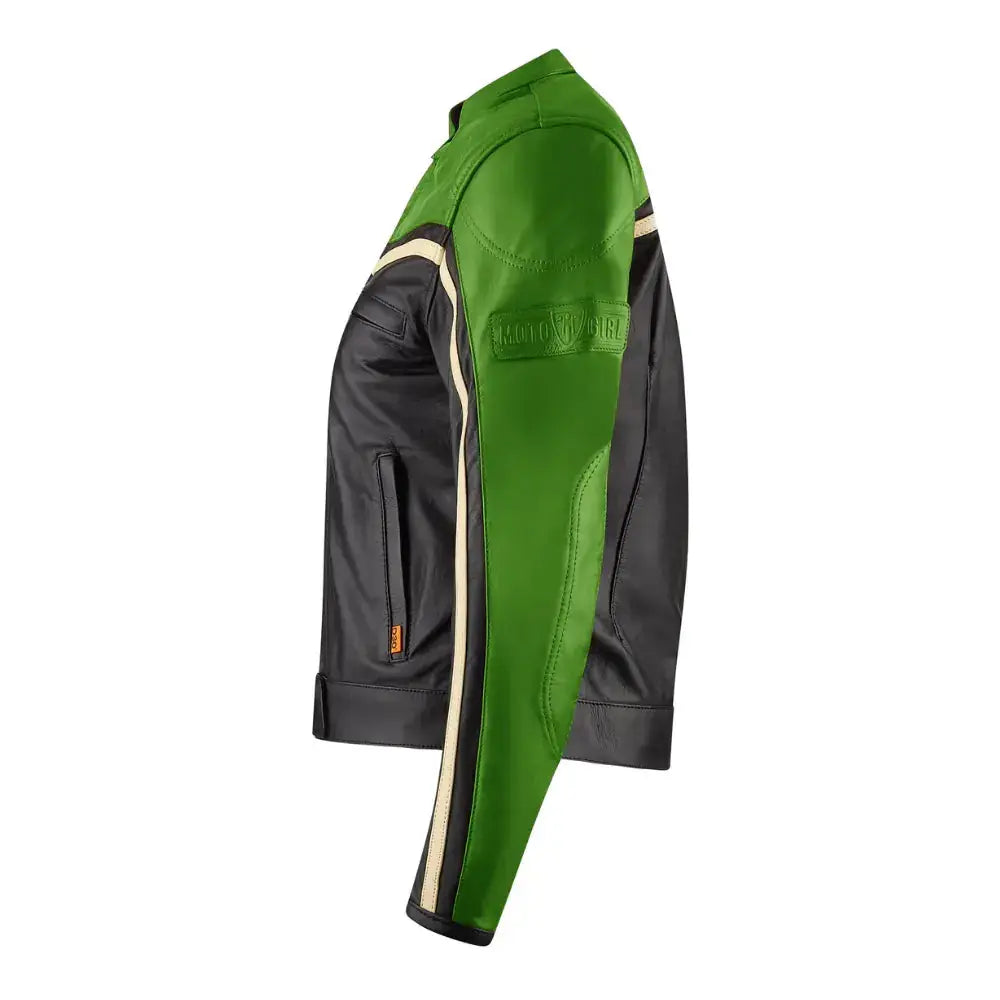 MotoGirl Hayley Ladies Leather Jacket Green FREE UK Delivery, FREE 365 Day Returns | Moto Central