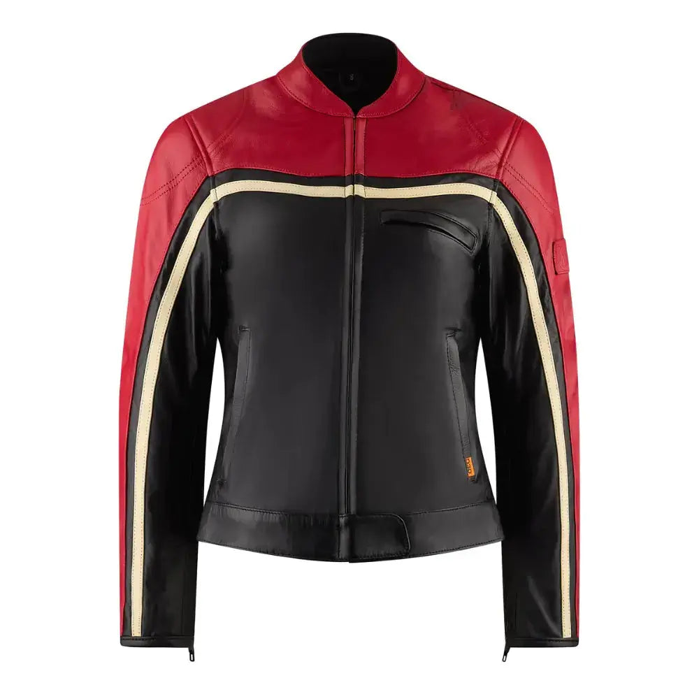 MotoGirl Hayley Ladies Leather Jacket Red FREE UK Delivery, FREE 365 Day Returns | Moto Central