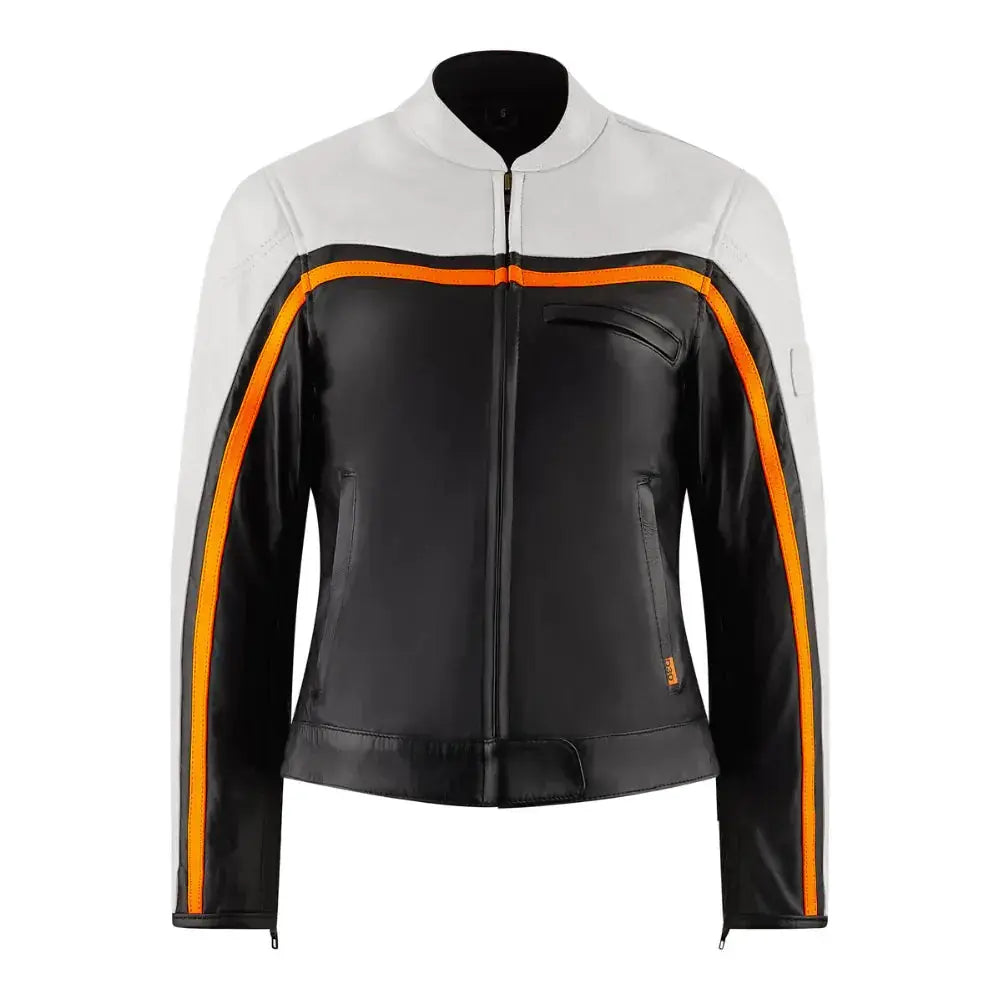 MotoGirl Hayley Ladies Leather Jacket White FREE UK Delivery, FREE 365 Day Returns | Moto Central