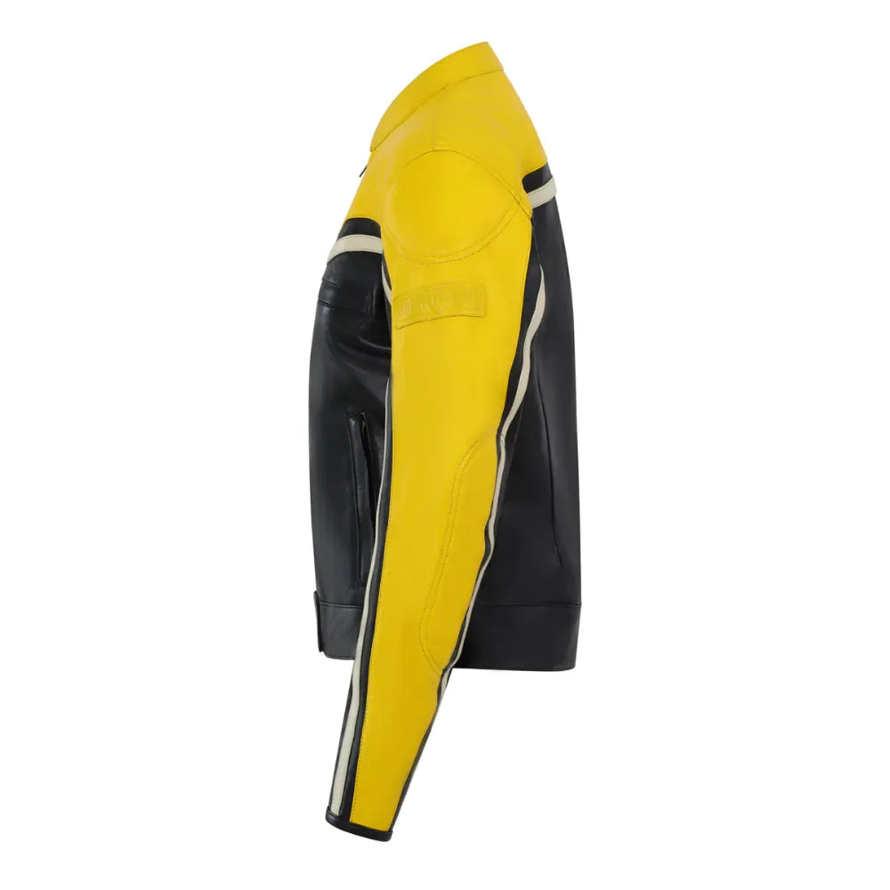 MotoGirl Hayley Ladies Leather Jacket Yellow FREE UK Delivery, FREE 365 Day Returns | Moto Central