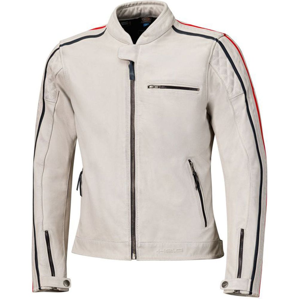 Held Brixham Leather Jacket Grey / Red - FREE UK Shipping, FREE 365 Day Returns | Moto Central