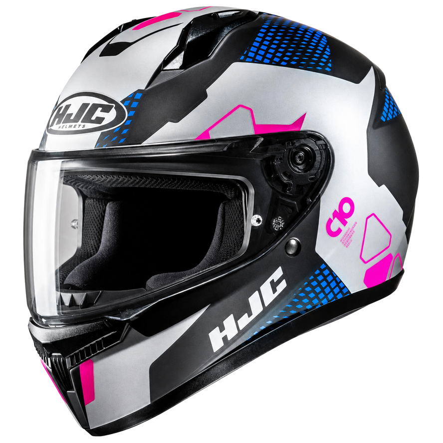 HJC C10 Aspa MC28SF Blue / Purple / White full-face motorcycle helmet with clear visor