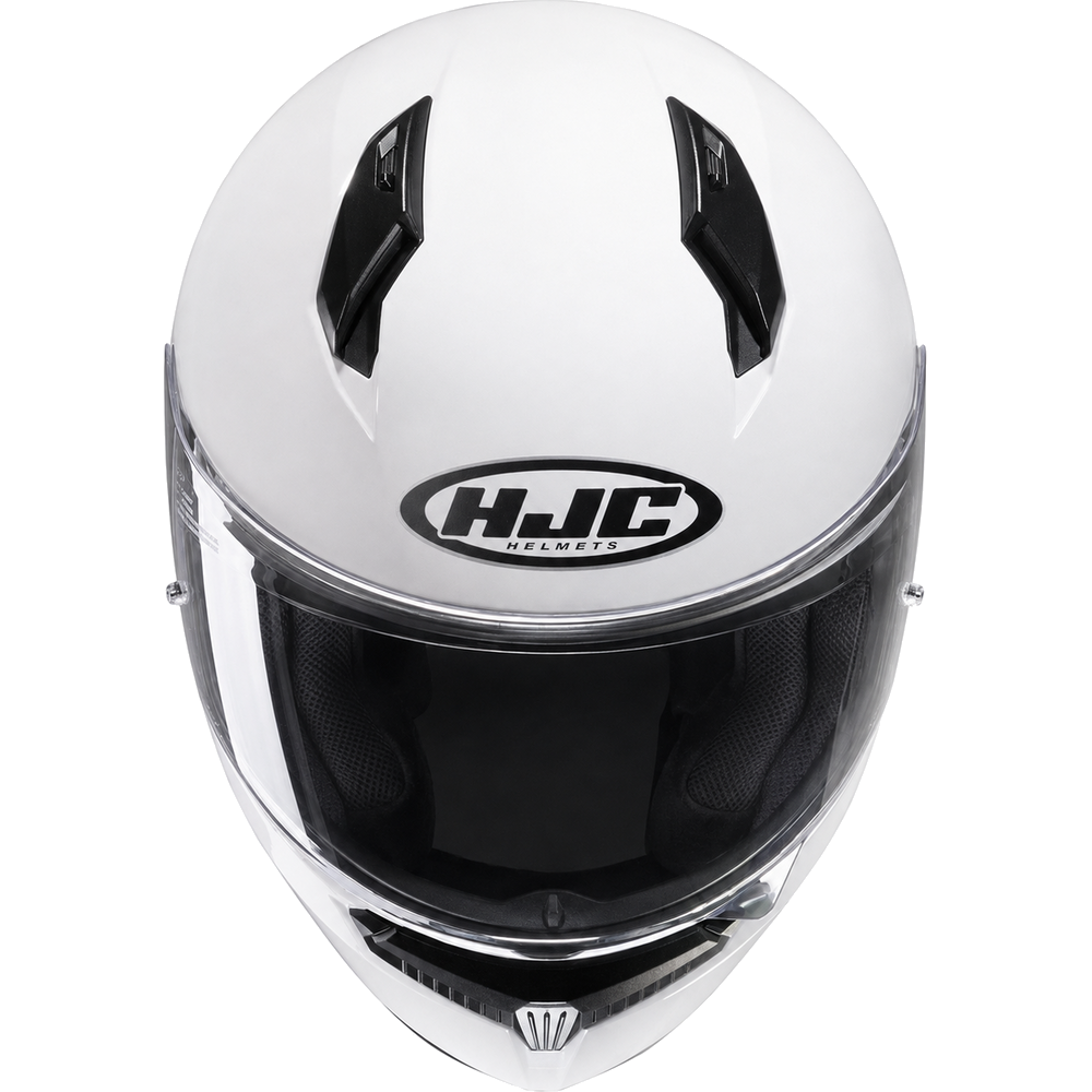 HJC C10 White full-face motorcycle helmet, front view on white background