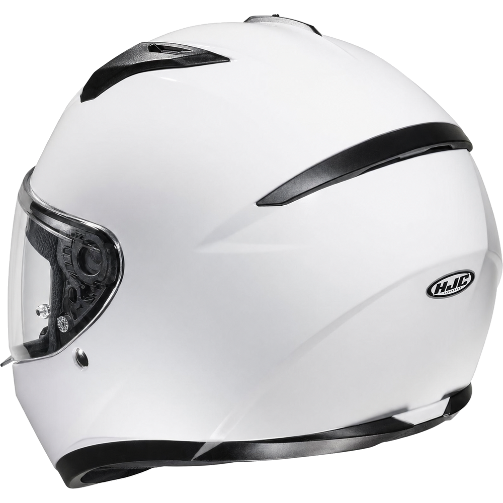 HJC C10 White full-face motorcycle helmet, rear view on white background