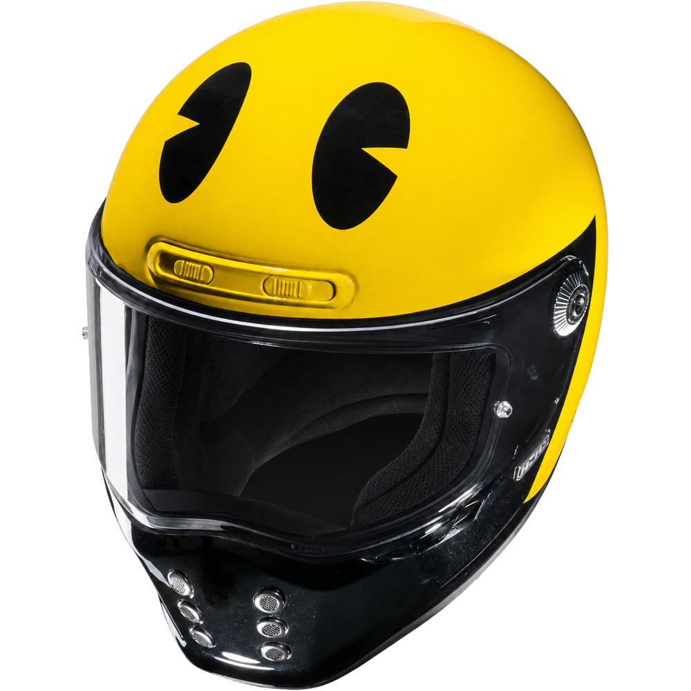 HJC V10 Pac-Man Bandai Namco MC3 Yellow Full Face Motorcycle Helmet – front view