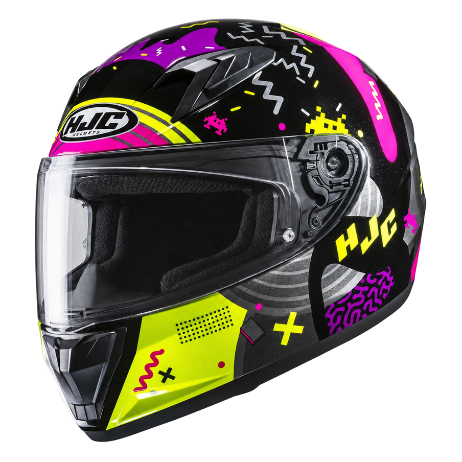HJC Y10 Kids Mika MC3H Yellow, kids full-face motorcycle helmet product view on white background