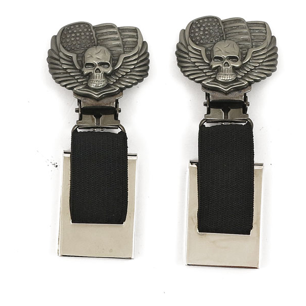 Ryder Clips Front Clips Bones / Skull For Stirrups / Strap / Engineer / Harness Boots - outer side profile