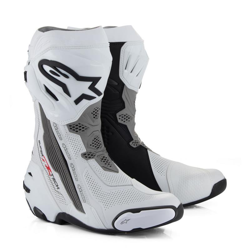 Alpinestars Supertech R Vented Boots White / Mid Grey / Black - FREE UK Shipping, FREE 365 Day Returns | Moto Central