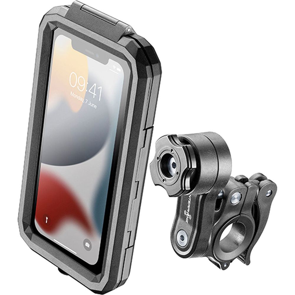 Interphone 6.5 Quiklox Armor Pro Case Black With Handlebar Mount  - FREE UK Delivery - Moto Central