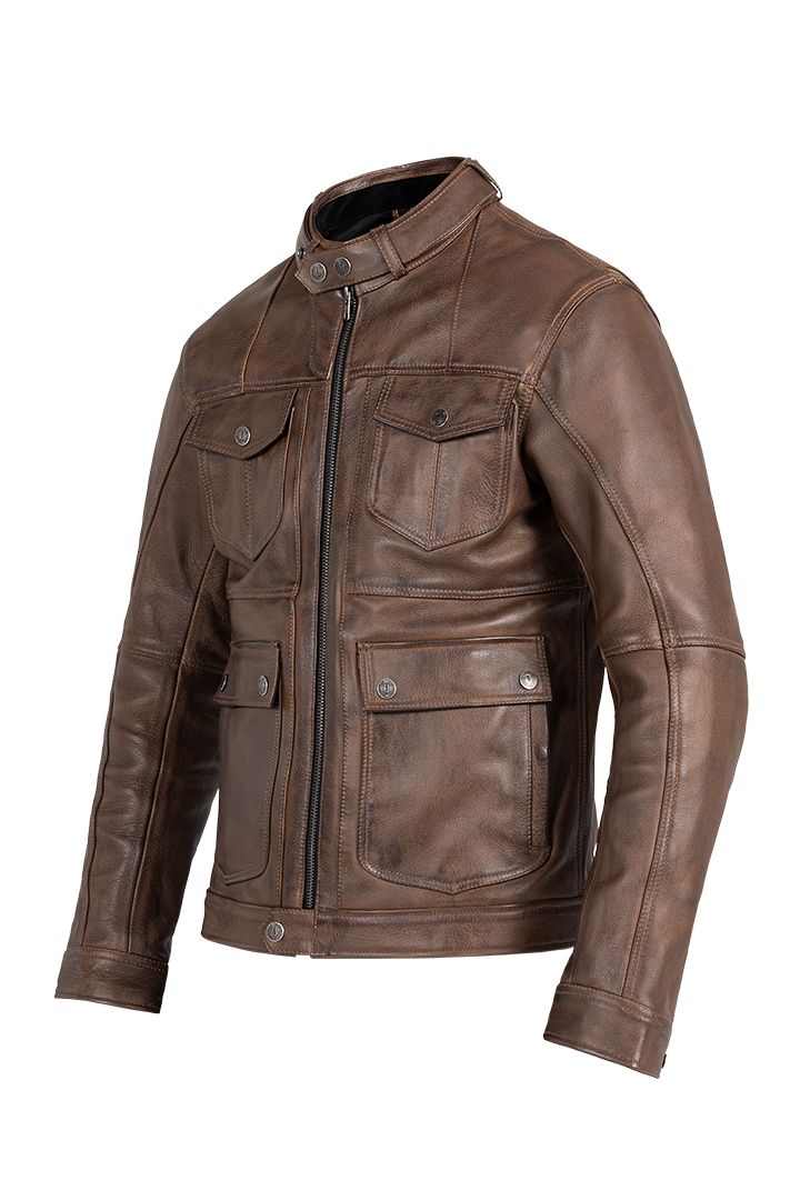 John Doe Drifter Leather Jacket Brown - FREE UK Shipping, FREE 365 Day Returns | Moto Central