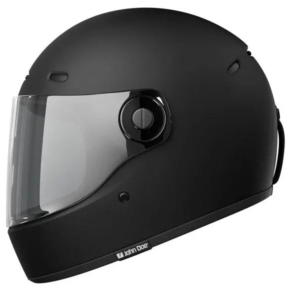 John Doe JD/One Frozen Black full-face motorcycle helmet, left-side profile