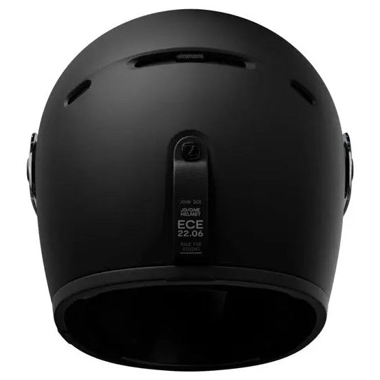 John Doe JD/One Frozen Black full-face motorcycle helmet, front view