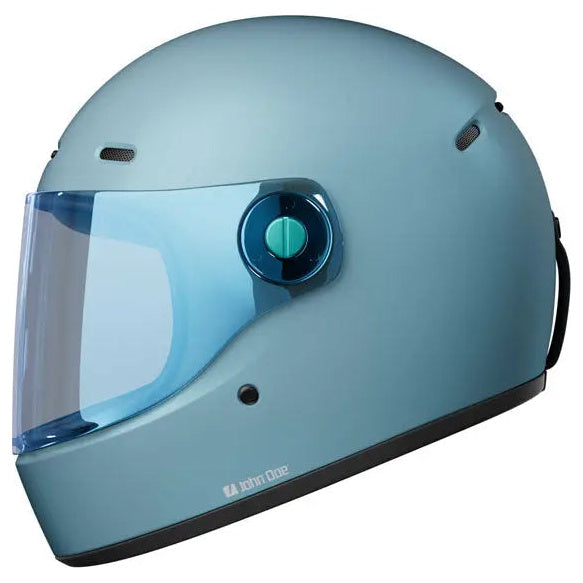 John Doe JD/One Frozen Steel Blue full-face motorcycle helmet, left-side profile