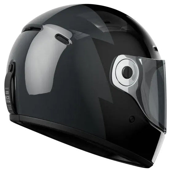 John Doe JD/One Signature Black / Grey full-face motorcycle helmet, front-right three-quarter view