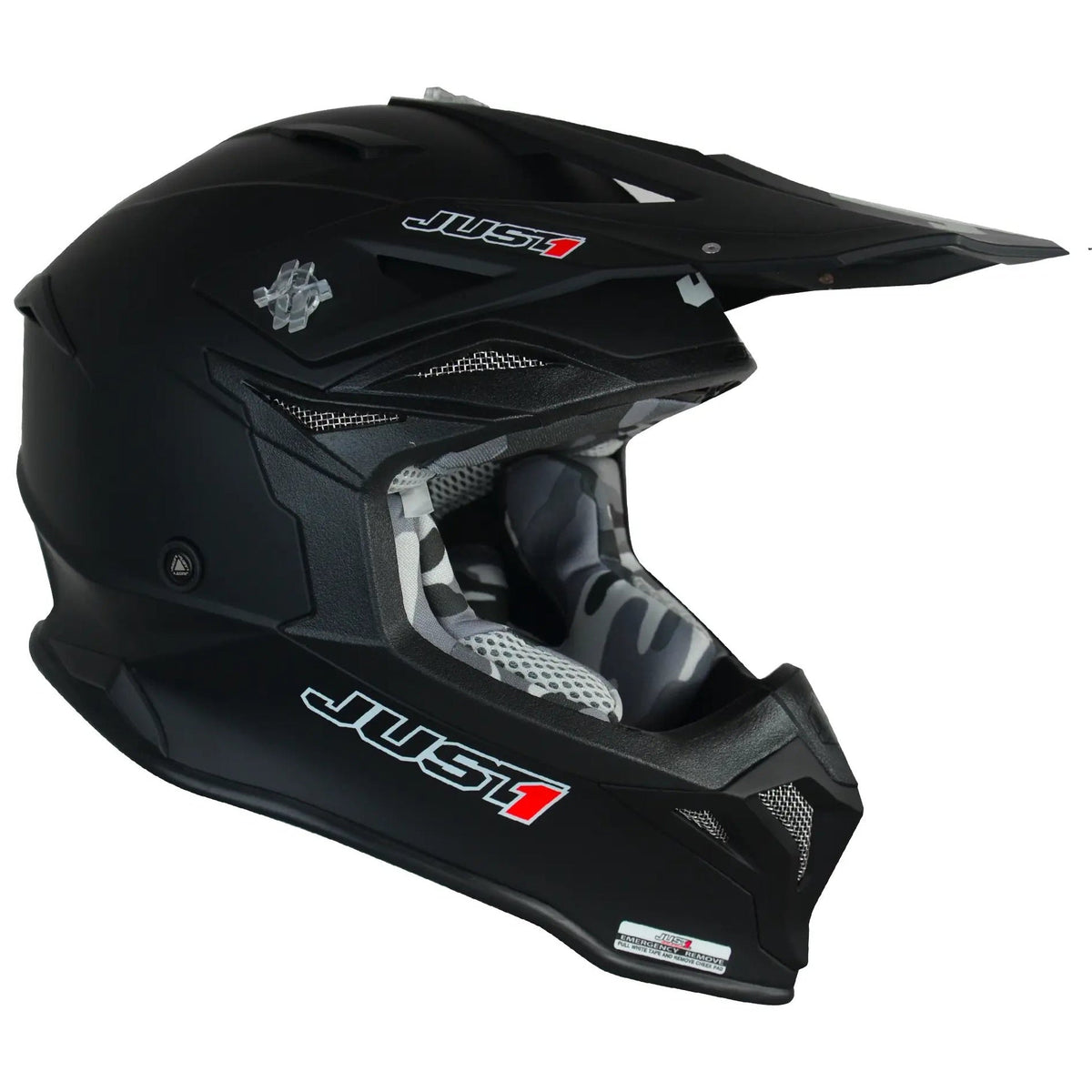 Just1 J39 Solid Matt Black motocross helmet - right-side view