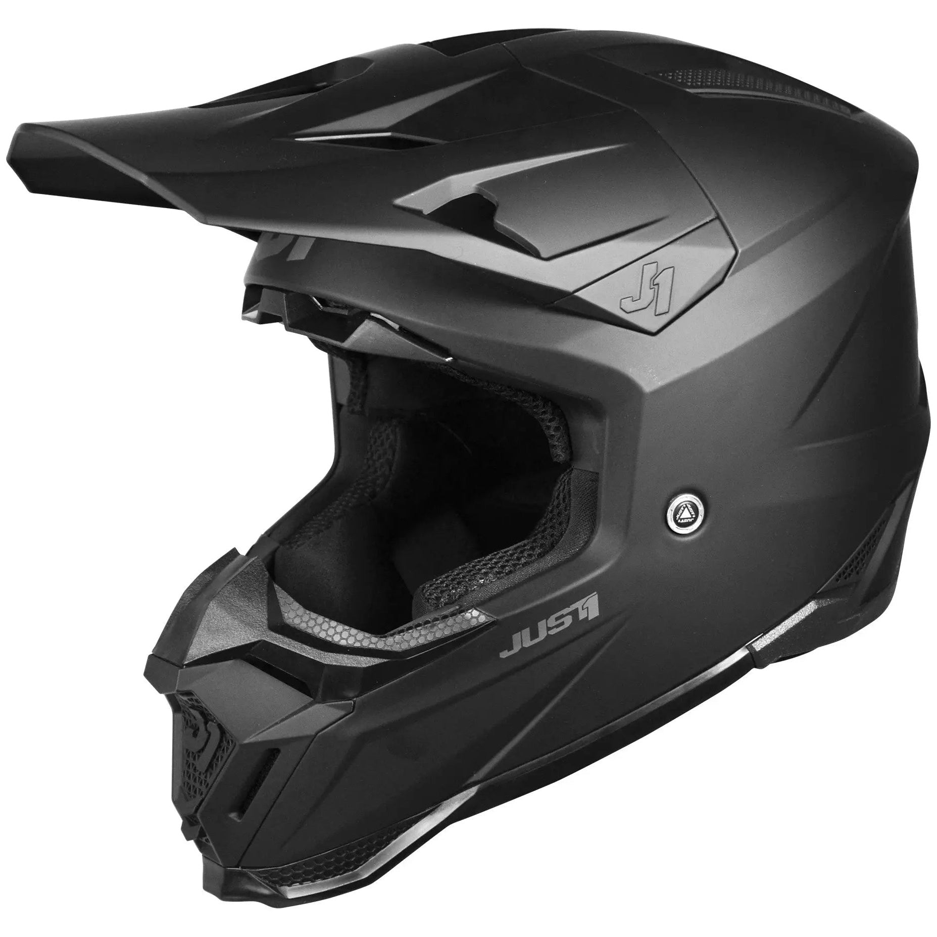Just1 J40 Solid Matt Black motocross helmet - left-side view