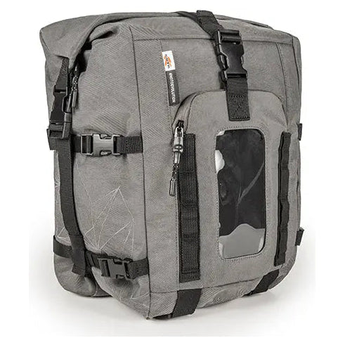 Kappa RA315 Rucksack Convertible In Bag, grey front three-quarter view on white