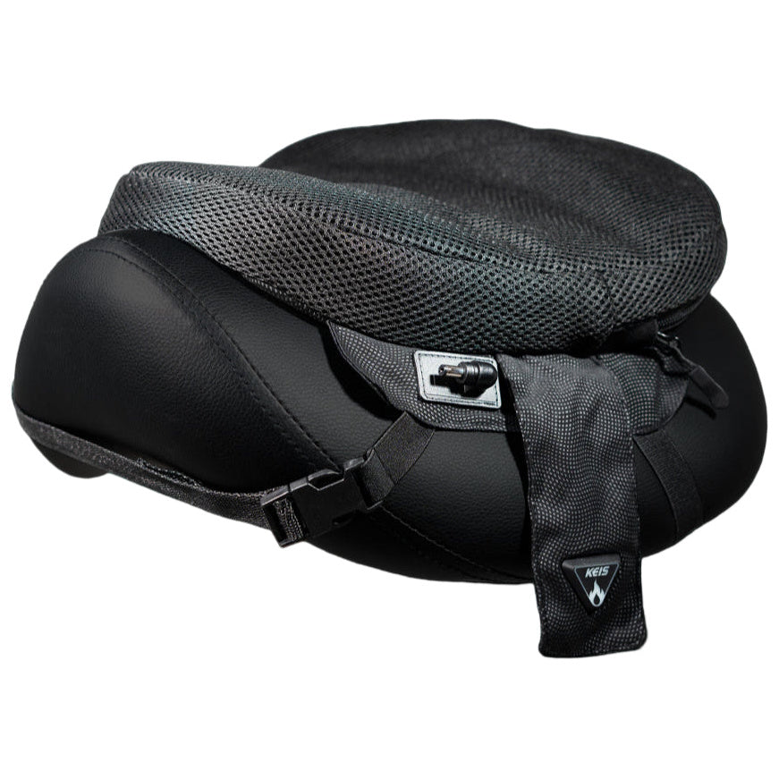 Keis Adventure Heated Motorcycle Seat Cushion - fitted side view