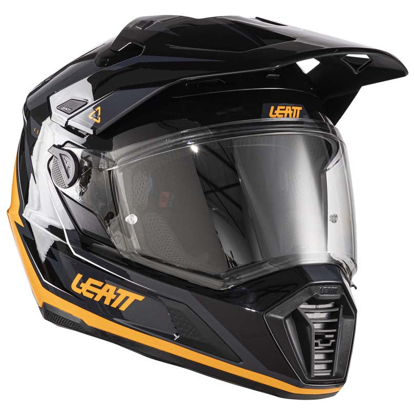 Leatt ADV 7.5 Helmet Kit Black / Orange adventure motorcycle helmet, clear-visor view