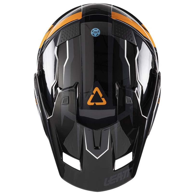 Leatt ADV 7.5 Helmet Kit Black / Orange adventure motorcycle helmet, top view