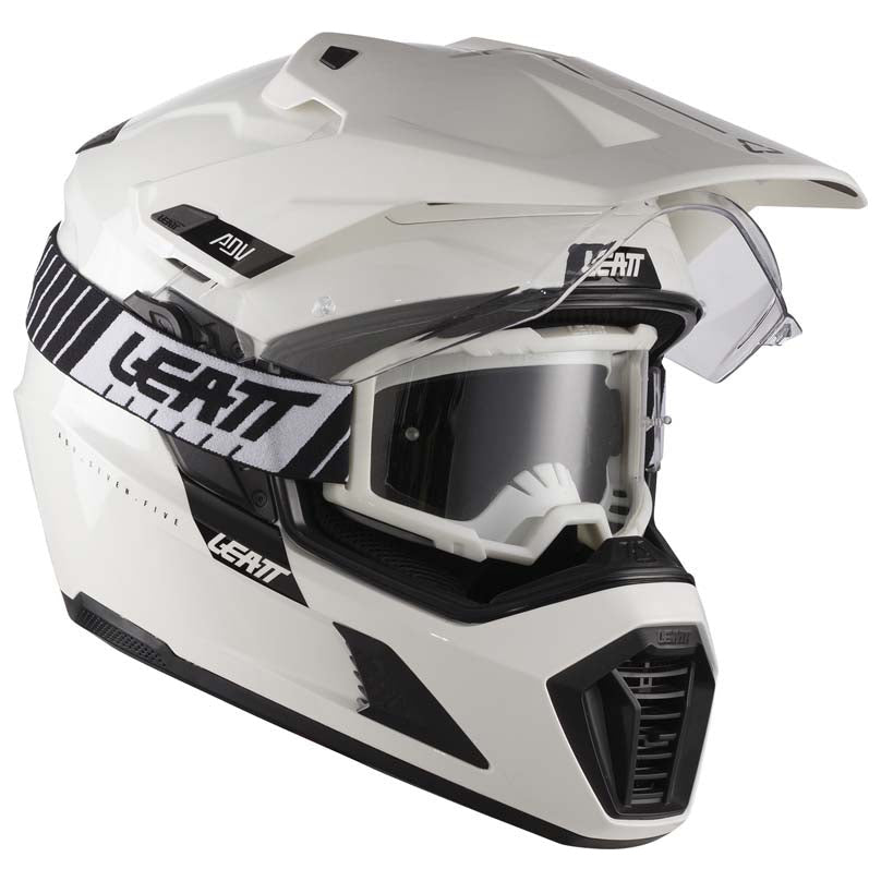 Leatt ADV 7.5 Helmet Kit White adventure motorcycle helmet, goggle view