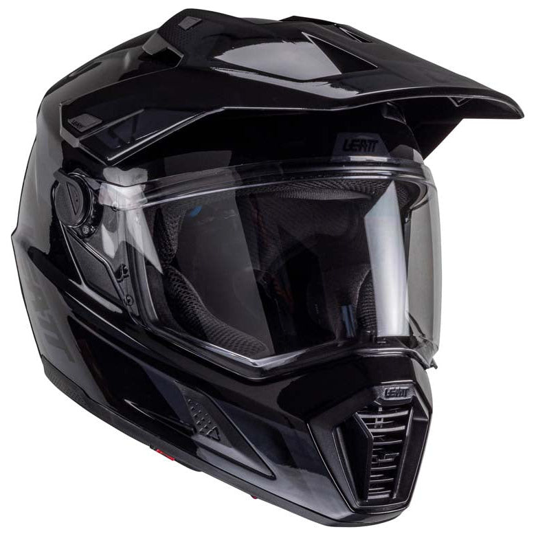 Leatt ADV 8.5 Helmet Kit Stealth Black / Grey adventure motorcycle helmet, front three-quarter view