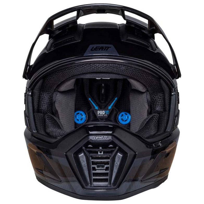 Leatt ADV 8.5 Helmet Kit Stealth Black / Grey adventure motorcycle helmet, right front view