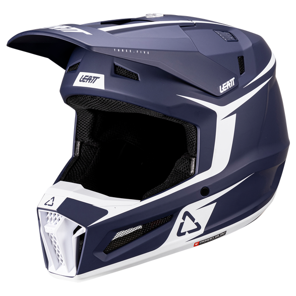 Leatt Moto 3.5 Helmet Kit Blue motocross motorcycle helmet, right front view