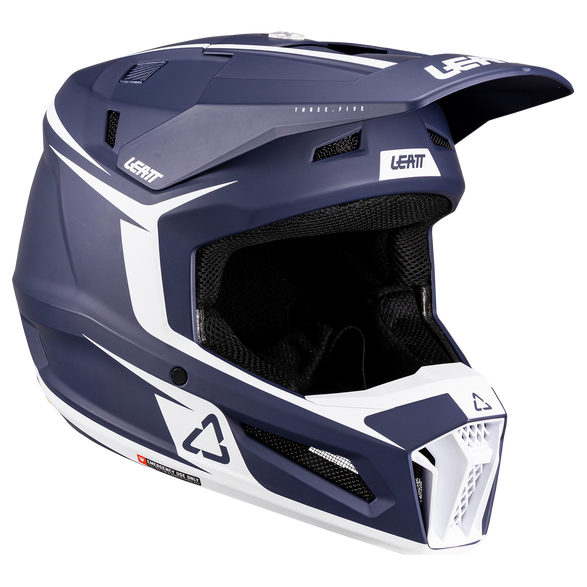 Leatt Moto 3.5 Helmet Kit Blue motocross motorcycle helmet, front view