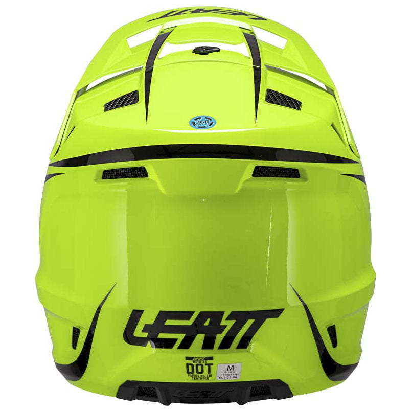 Leatt Moto 3.5 Junior Helmet Kit Neon Yellow motocross motorcycle helmet, rear view