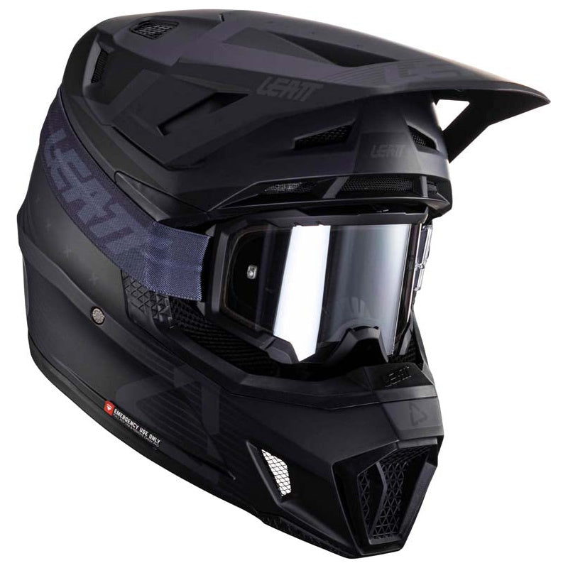 Leatt Moto 7.5 Helmet Kit Stealth Black / Grey motocross motorcycle helmet, left front view