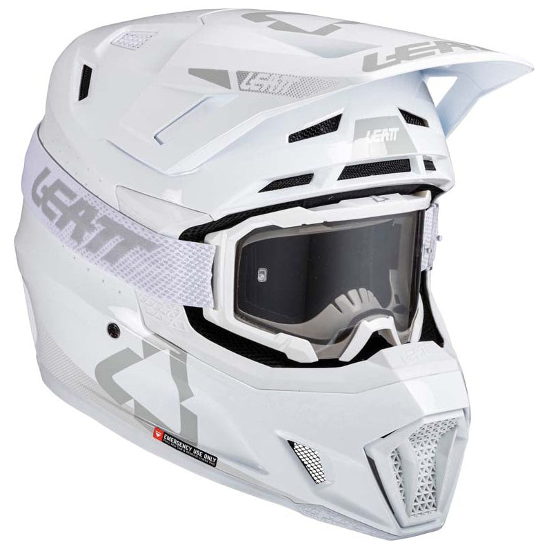 Leatt Moto 7.5 Helmet Kit White motocross motorcycle helmet, left front view