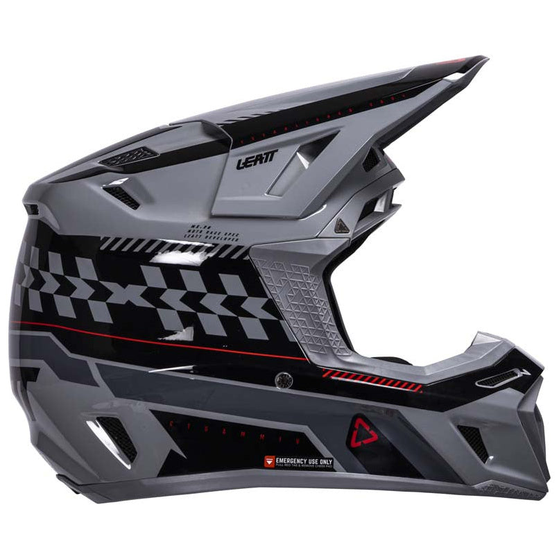 Leatt Moto 8.5 Helmet Kit Grey motocross motorcycle helmet, left-side view