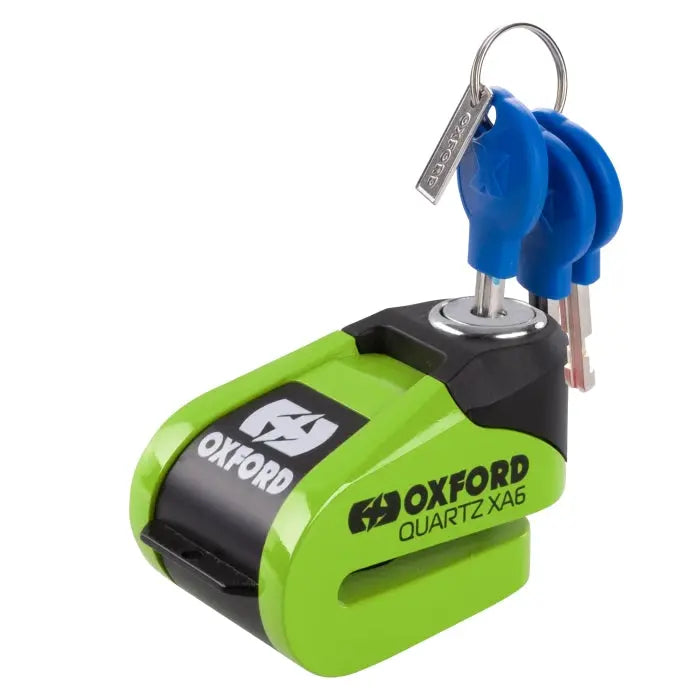 Oxford Quartz XA6 Alarm Disc Lock Green - 6mm FREE UK Delivery, FREE 365 Day Returns | Moto Central