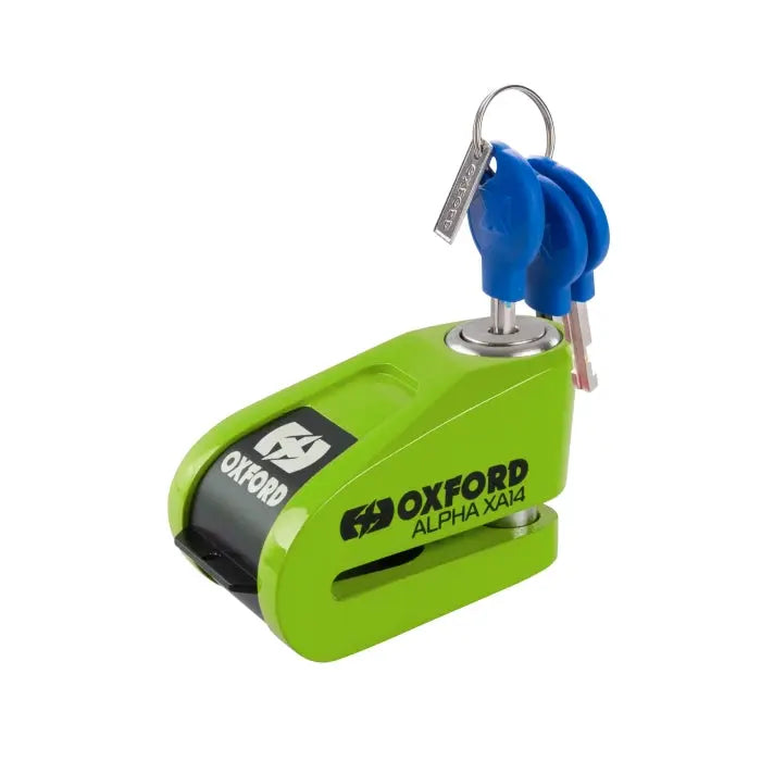 Oxford Alpha XA14 Alarm Disc Lock Green - 14mm FREE UK Delivery, FREE 365 Day Returns | Moto Central