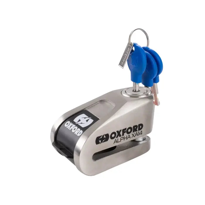 Oxford Alpha XA14 Alarm Disc Lock Stainless Steel - 14mm FREE UK Delivery, FREE 365 Day Returns | Moto Central