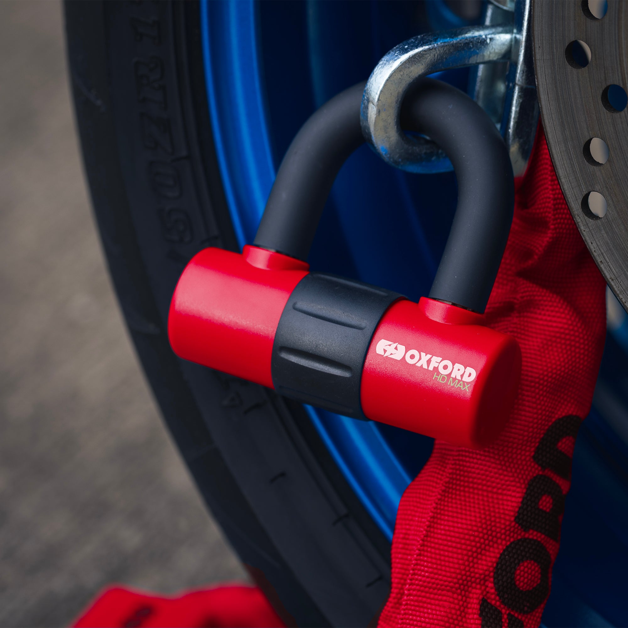 Oxford HD Chain Lock Red - 9.3mm x 1.5m