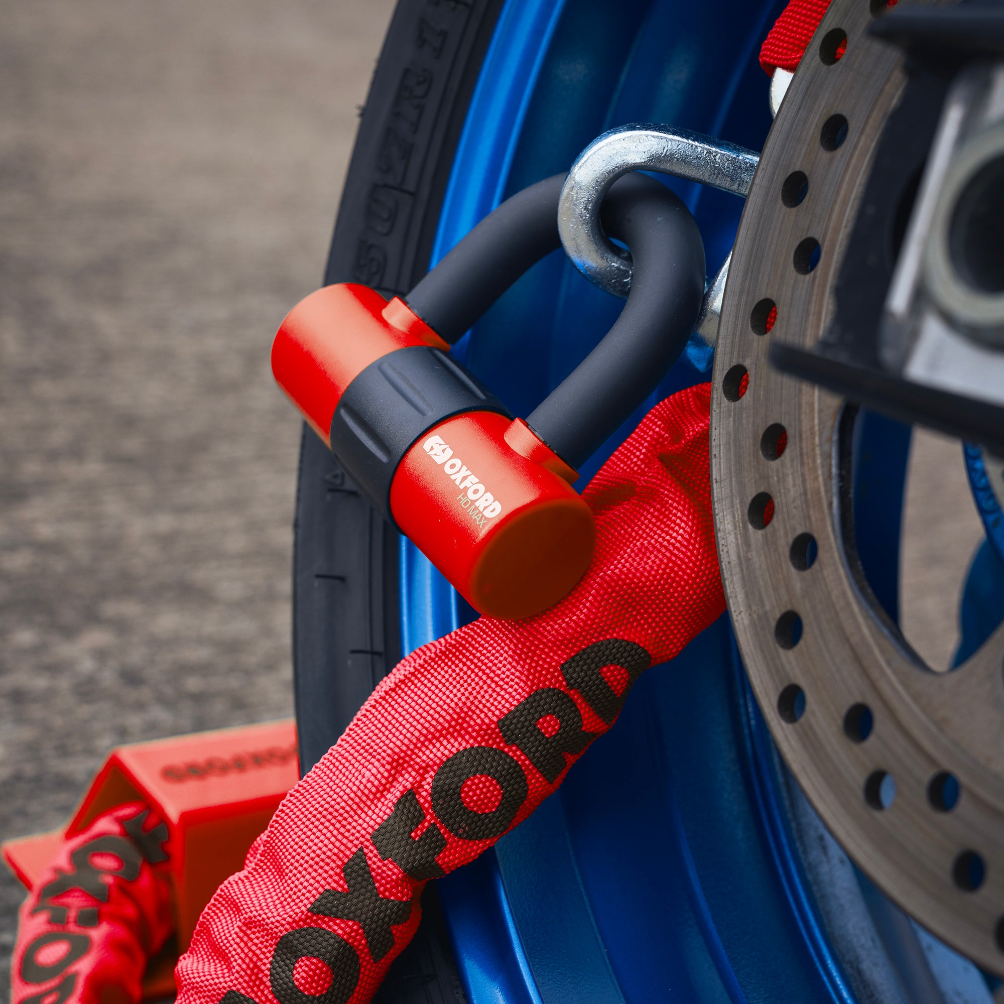 Oxford HD Chain Lock Red - 9.3mm x 1.5m