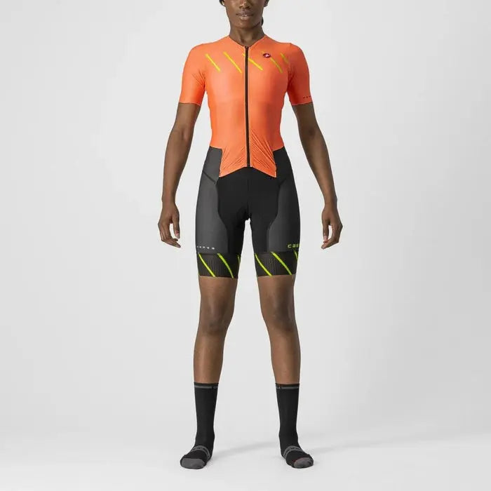 Castelli Free Sanremo 2 Ladies Suit Short Sleeves Coral Flash - FREE UK Shipping, FREE 365 Day Returns | Moto Central