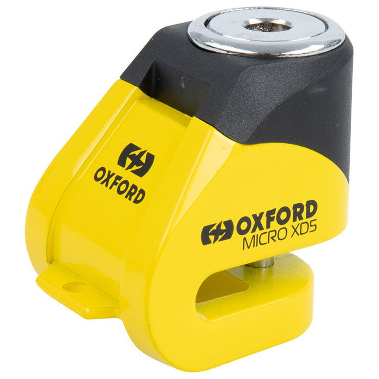 Oxford Micro XD5 Disc Lock Yellow / Black, front three-quarter view