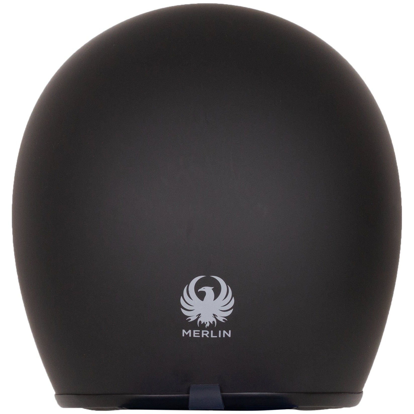 Merlin Blackbird Jet Naked Matt Black open-face motorcycle helmet, rear view